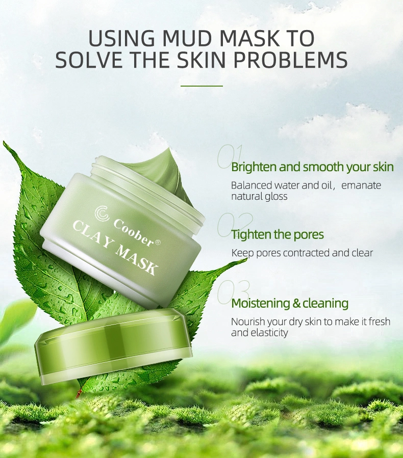 Green Tea Facial Clay Mask Wholesale Natural Ingredients Mud Mask Custom Logo