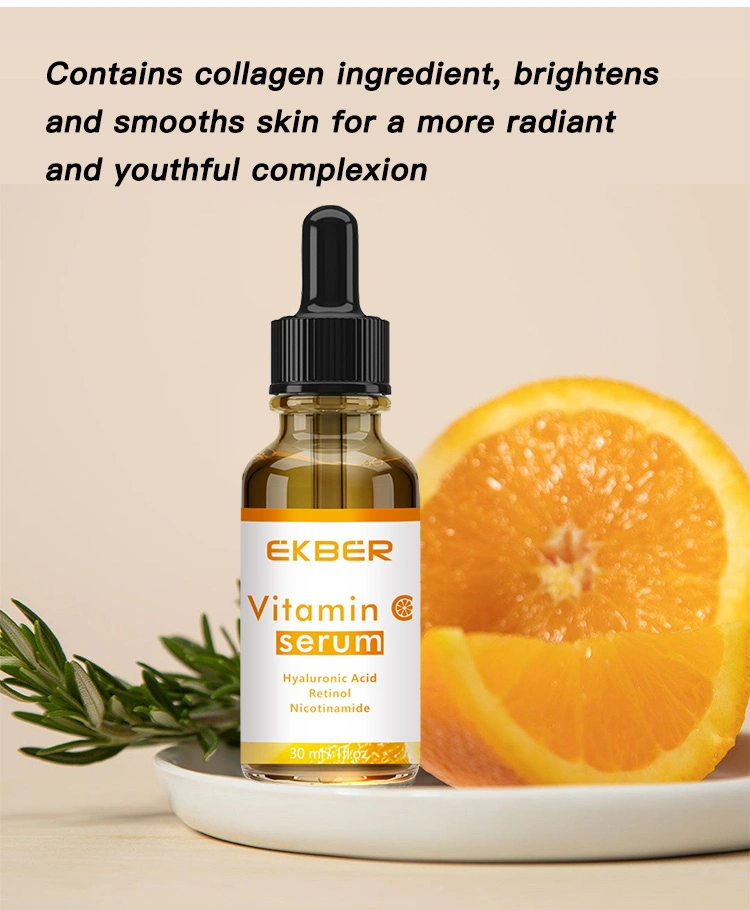 Customized Logo Vitamin C Facial Serum Whitening Brightening 20% Pure Liquid for Skin Hydrating Serum