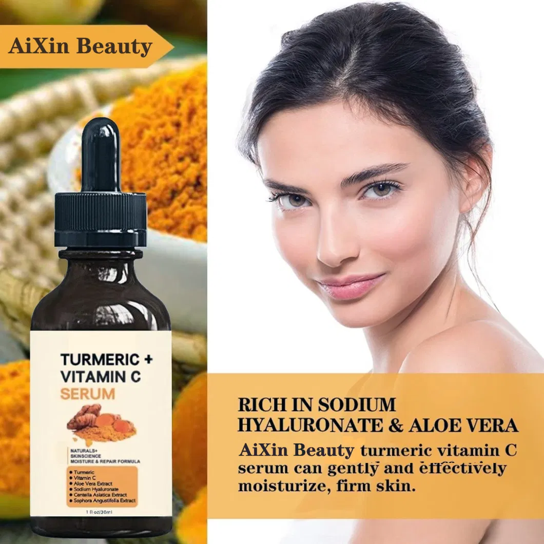 Aixin OEM Organic Turmeric Face Serum + Vitamin C, Acne Treatment, Clear Skin Toner, Hydrate Dull &amp; Dry Skin, Anti-Aging Facial Serum