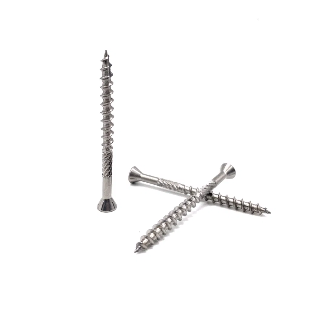 SS304 SS316 Stainless Steel Countersunk Flat Head Wood Screw Deck Screw with Cutting Tail