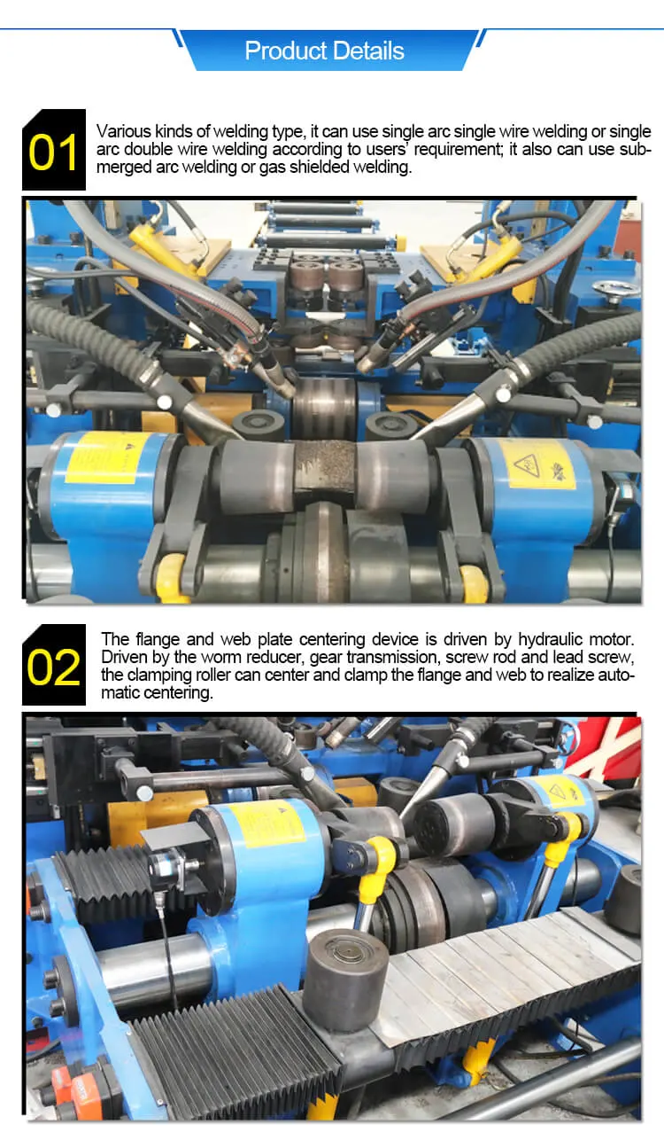 Automatic H Beam Steel Assembly-Welding-Straightening