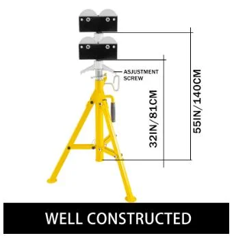 Portable Folding Pipe Jack Stand with Roller Head Max Loading Weight 2500lbs