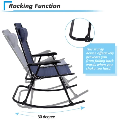 Portable Folding Recliner with Headrest Zero Gravity Rocking Camping Fishing Patio Chair