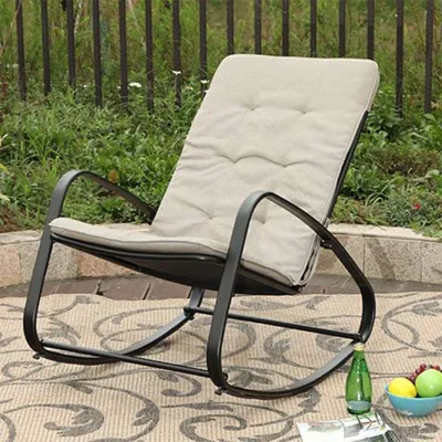 Outdoor Patio Rocking Chair Padded Metal Rocker Chairs Support 300lbs