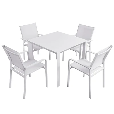 Outdoor Furniture Set Leisure Balcony Garden Patio Aluminum Mesh Square Table Chair