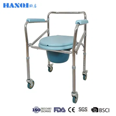 Toilet Chair with Wheels Pull out Commode for Patient