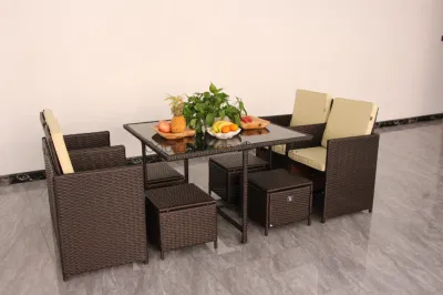 Stackable Tempered Glass Top Dining Table Set