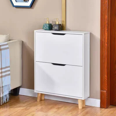 Two Layer Ultra-Thin Shoe Cabinet, Household Flip Door Shoe Cabinet