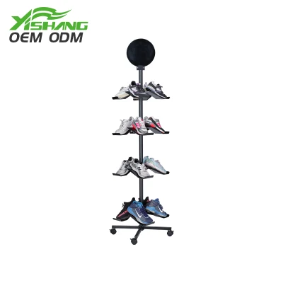 Custom Black Rotating Metal Shoe Rack for Store Display