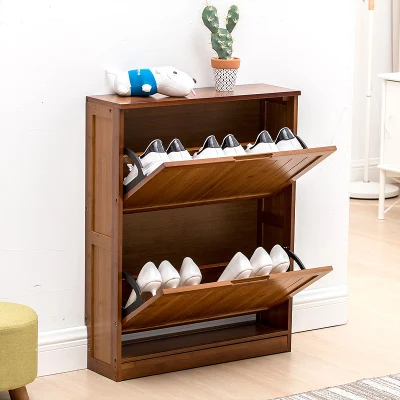 Custom Solid Wood Small Narrow Slim Shoe Organizer Storage Cabinet