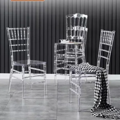 Clear Crystal Acrylic Banquet Dining Chiavari Crown Wedding Chair