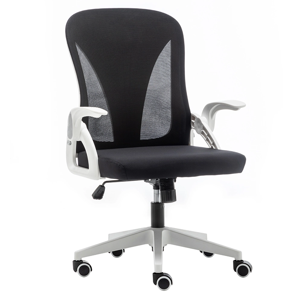 High Quality Low Price Folding Back Black Office Ergonomic Chair with Flip up Armrest