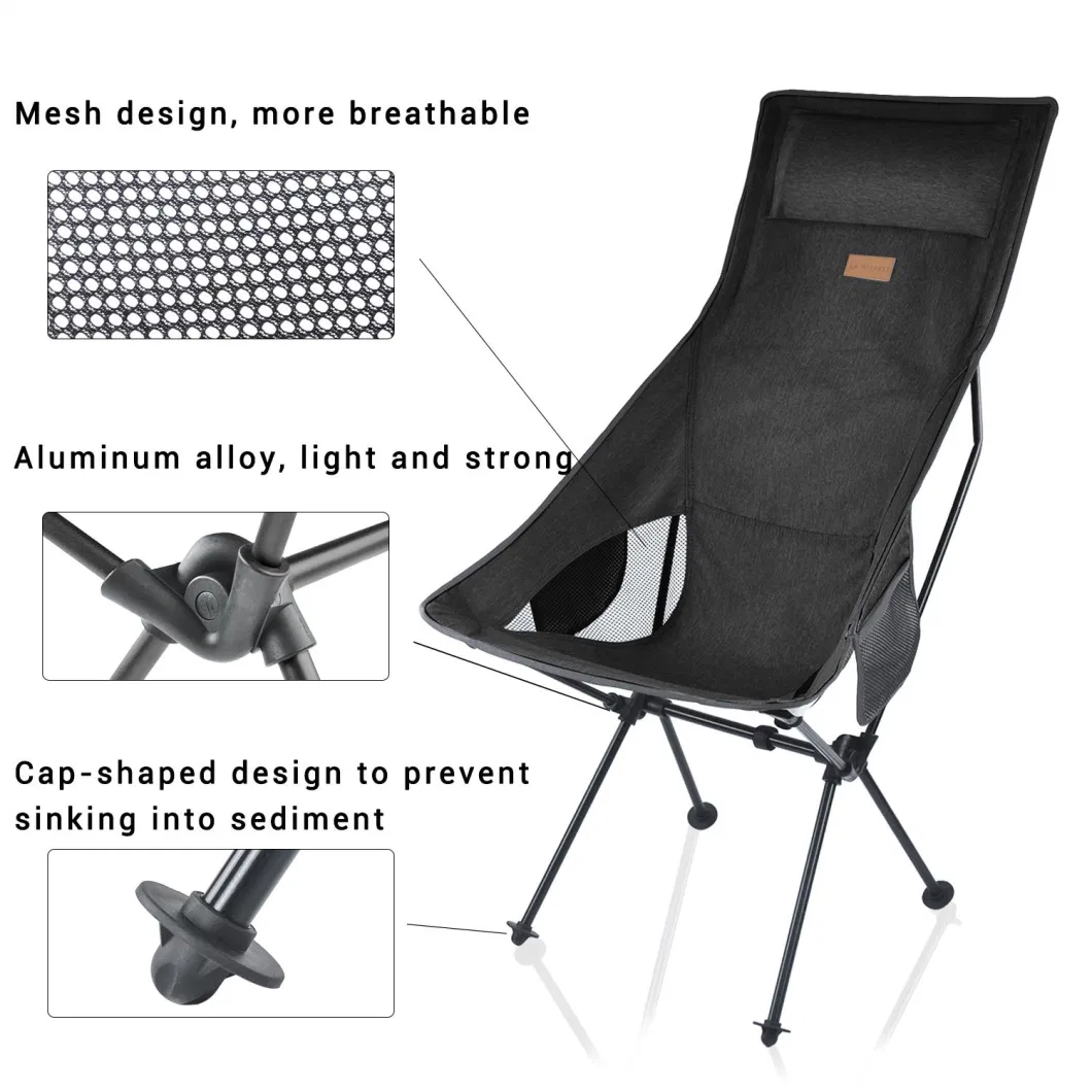 Portable Outdoor Travel Recliner Ultra Light Backrest Hiking Beach Camping Chair