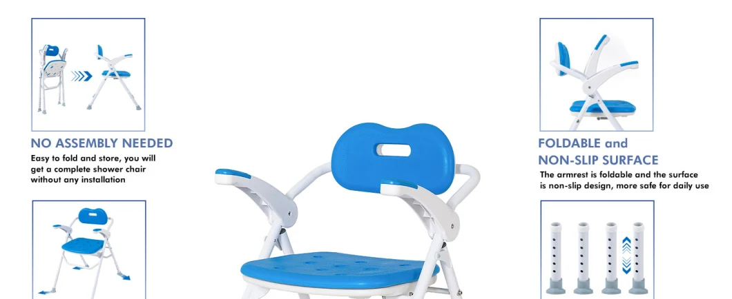 Heinsy Foldable Shower Bath Seat Chair with Heavy Duty Arms and Back for Senior Disabled Elderly.