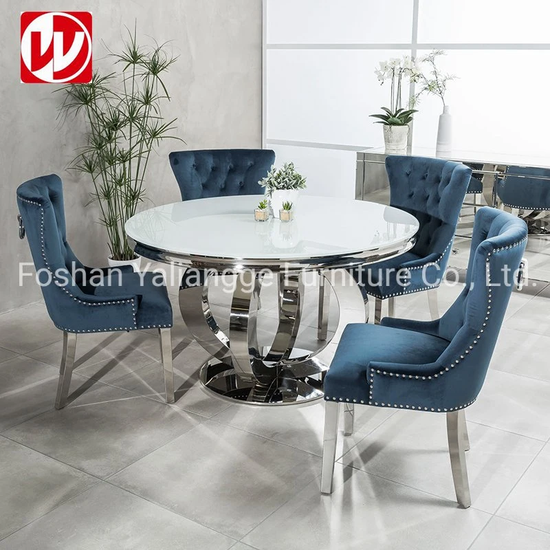 European Style Hotel Furinture Chair Grey Lether Silver Stainless Steel Banquet Dining Room Chair