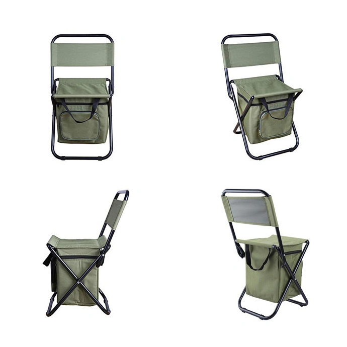 Multi Purpose Leisure Outdoor Events Picnic Backrest Insulation Reinforced Fabric Collapsible Portable Beach Chair with Cooler