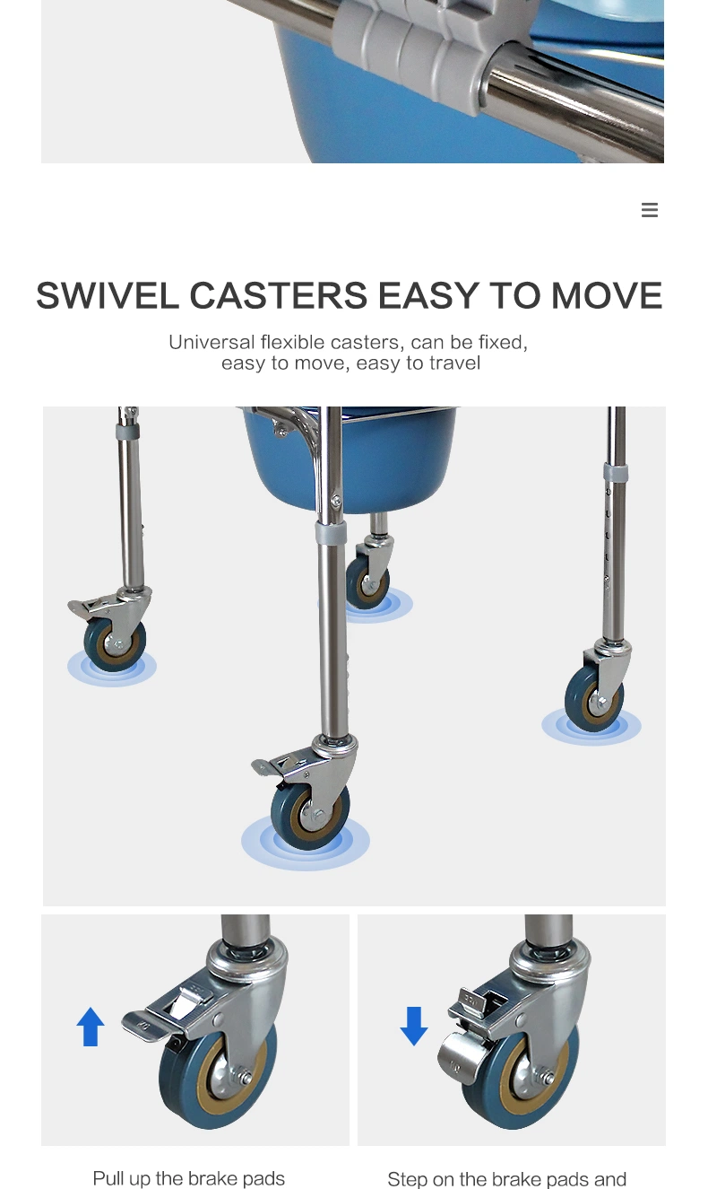 Toilet Chair with Wheels Pull out Commode for Patient