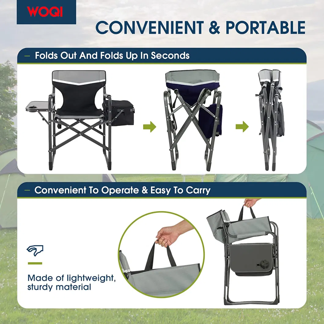 Manufacturer Lightweight Portable Furniture Metal Frame Folding Picnic Camping Chair with Refrigerated Box