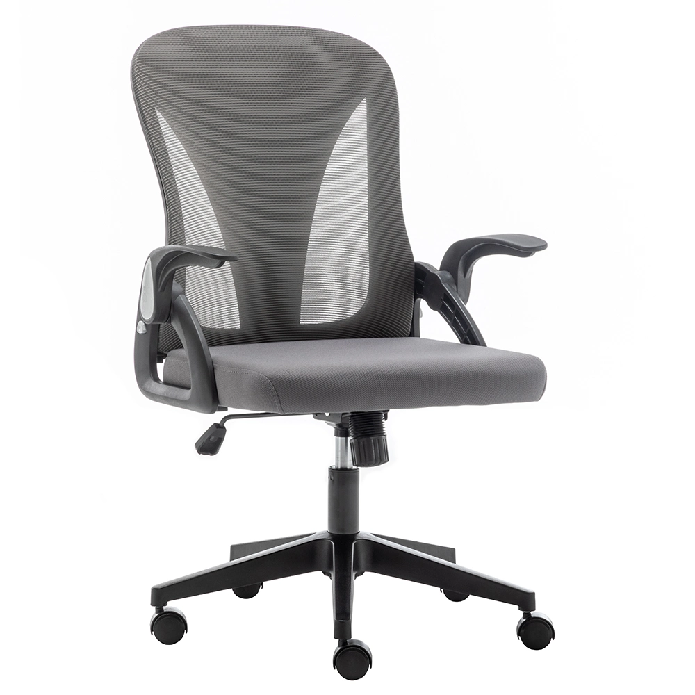 High Quality Low Price Folding Back Black Office Ergonomic Chair with Flip up Armrest