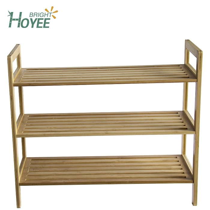 3-Tier Slimline Bamboo Space-Saving Shoe Rack Organiser