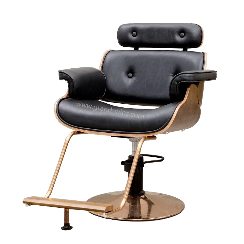 Foshan Factory Gold Frame Leather Salon Chair for Hairdressing Shop