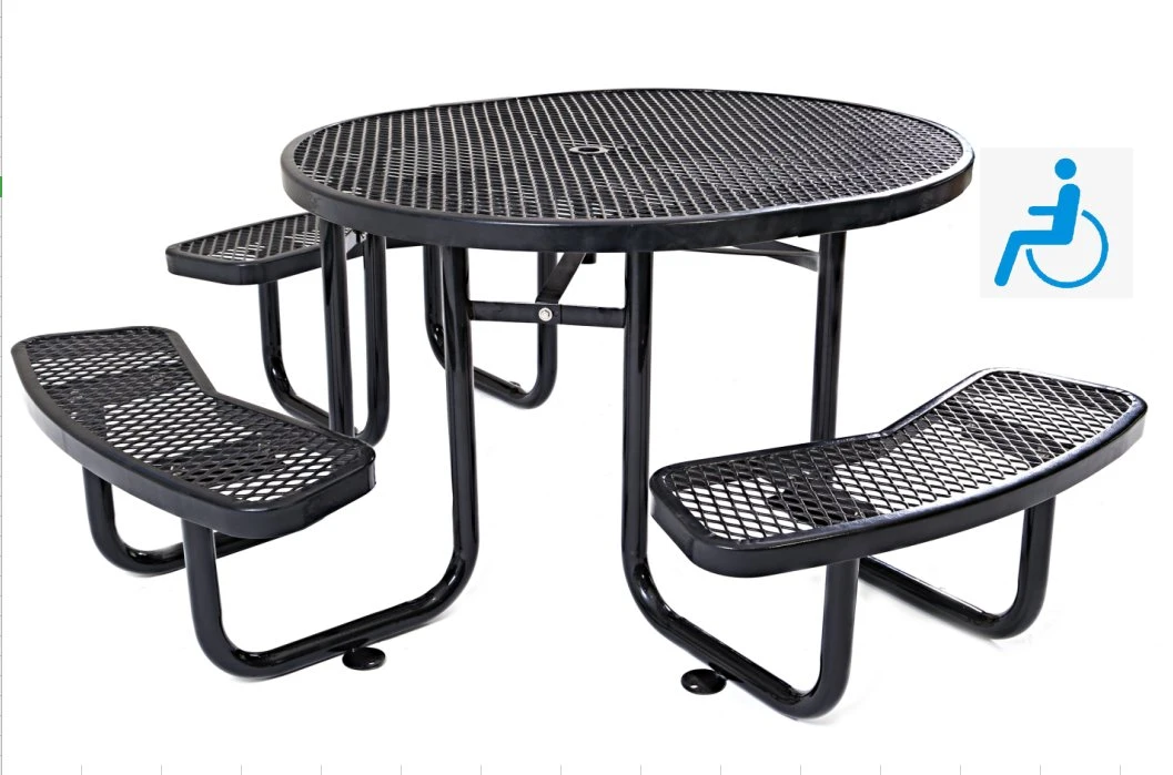 46&quot; Ada Outdoor Mesh Round Table Garden Metal Picnic Table