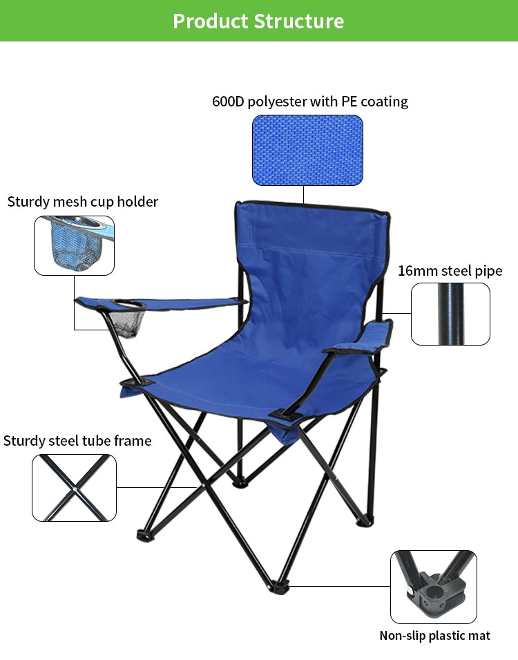 Outdoor Portable Foldable Metal Beach Chair Foldable Lightweight Camping Chair