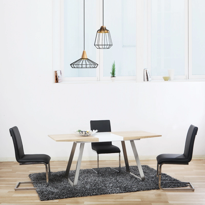 Modern Home Office Restaurant Hotel Furniture Dining Sets Black PU Leather Dining Chair with Metal Legs