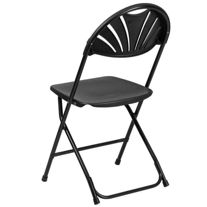 Black Plastic Folding Chair Fan Back Portable Chairs