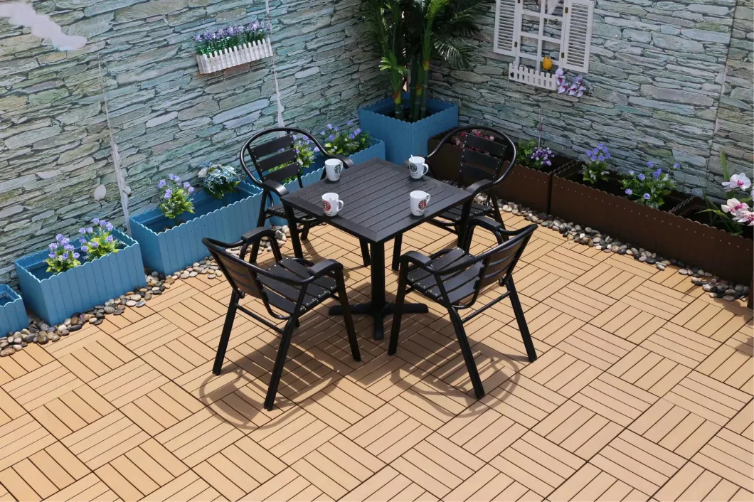 Lawn Furniture Water Proof Outdoor Plastic Wooden Picnic Table and Chair for Restaurant