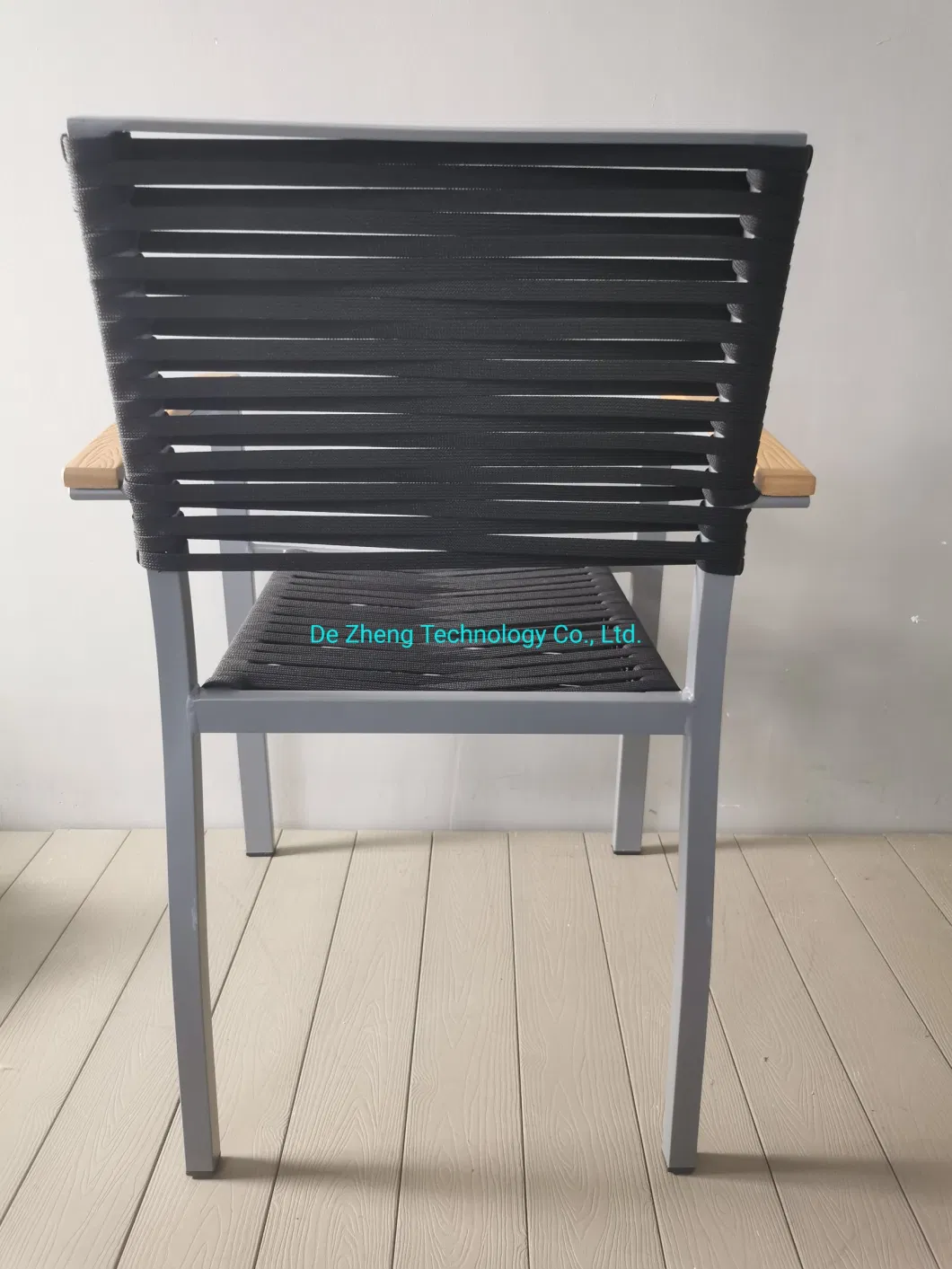 Patio Aluminum Frame Rope Woven Stackable Dining Chair for Coffee Shop Use