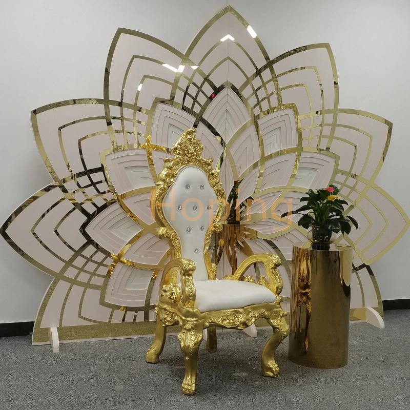 Gold King Throne High Back Wedding Background Decor Dining Chair