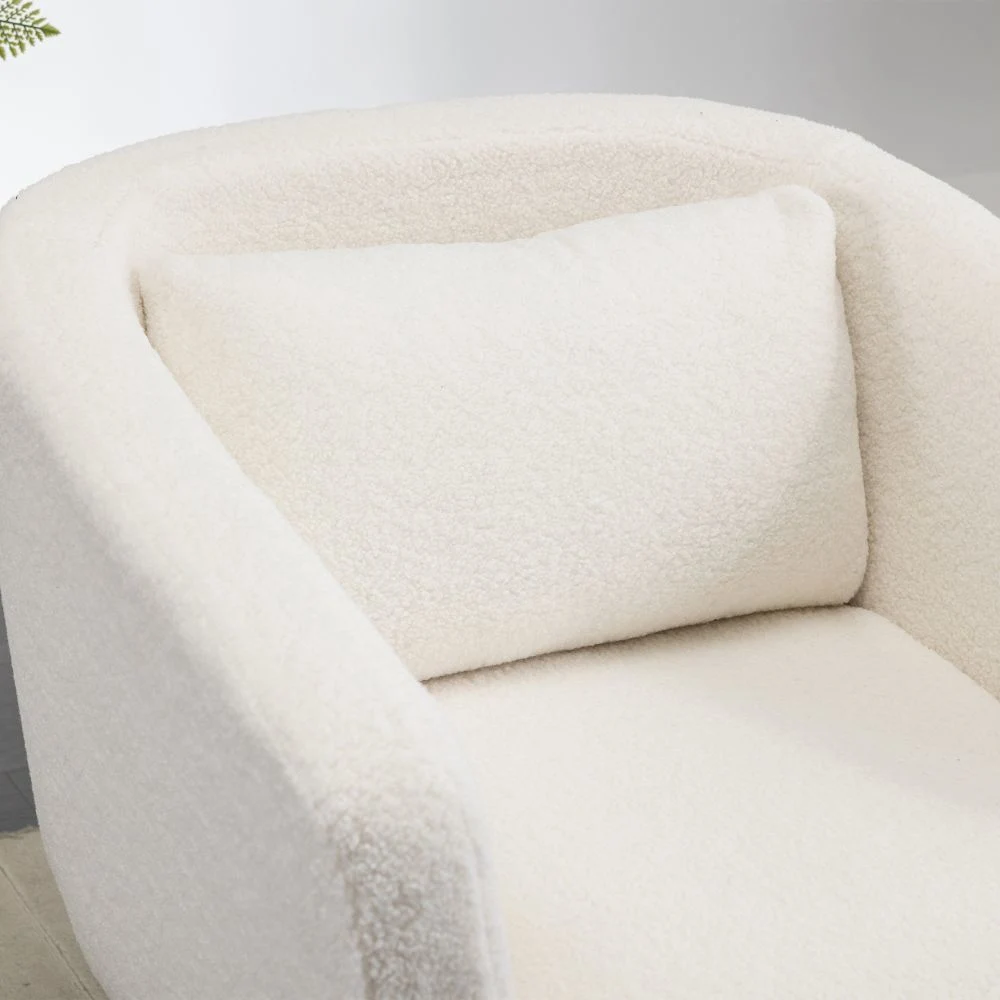 Swivel Accent Chair with Boucle, Beige