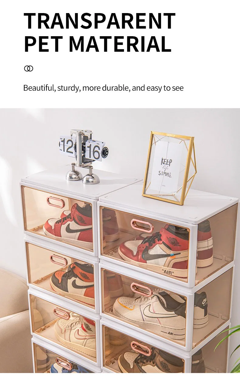 Lvcat Integrated High Shoes Cabinet Side-Opening Transparent Sneaker Shoe Box Magnet Folding Plastic Shoe Storage Rack