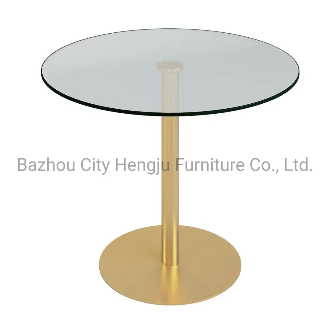 Modern Luxury Round Dining Table Set 4 Seater 6 8 Dining Room Furniture Dining Table Set Glass Top Bar Table Stainless Steel Wedding Use