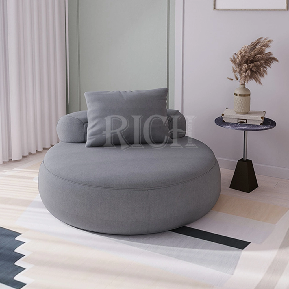 Living Room Accent Chair with Stool Low Back No Legs Round Floor Seating Chair