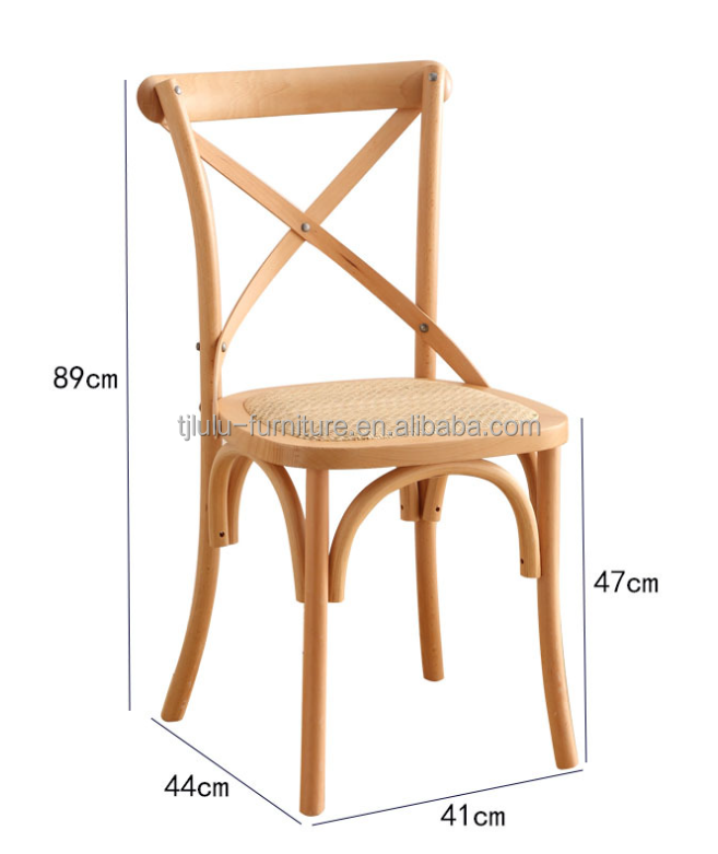 Wholesale Rattan Solid Wood Banquet Chair Furniture Solid Wooden Cross Back Chair for Events