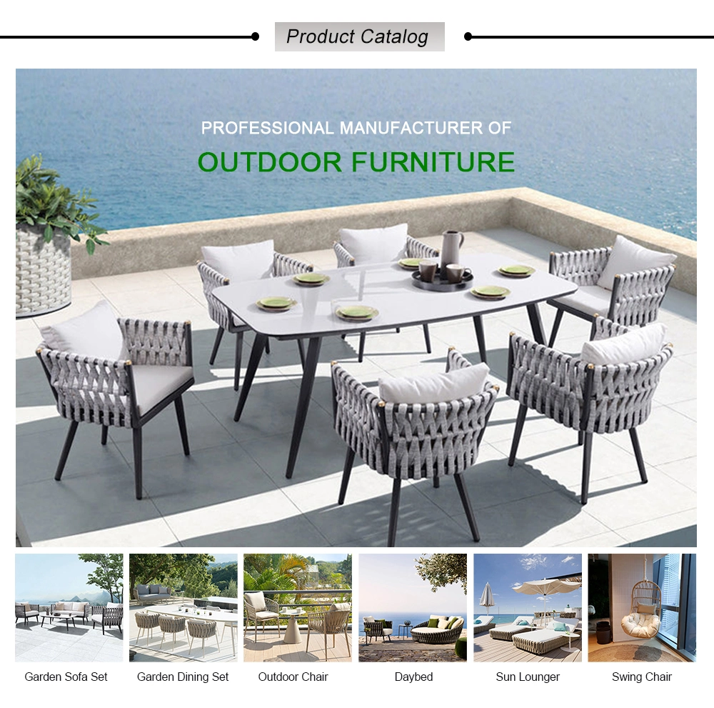 Modern Balcony Garden Chair Outdoor Waterproof Fabric Woven Rope Outdoor Chair with Coffee Table Set Patio Outdoor Furniture Dining Chairs