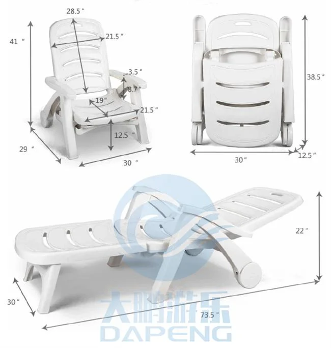 Pool Slide Sunbed Chair Beach Furniture Plastic Floding Lounge