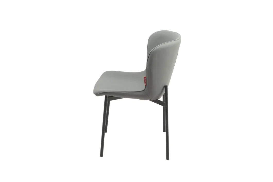 Dining Chair with Matt Grey Fabric and Black Sand Painting Leg