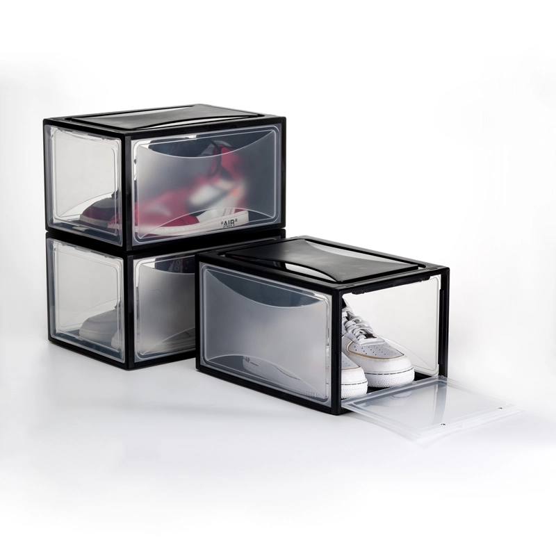 Lvcat Integrated High Magnet Folding Plastic Side-Opening Transparent Sneaker Shoes Cabinet