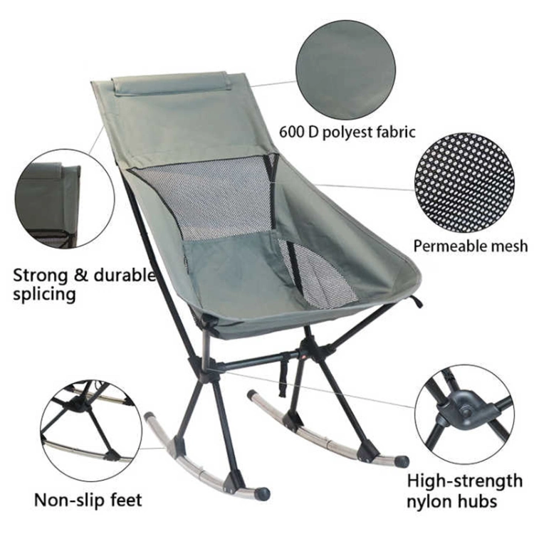 Outdoor Aluminum Portable Foldable Fishing Camping Folding Rocking Moon Chair