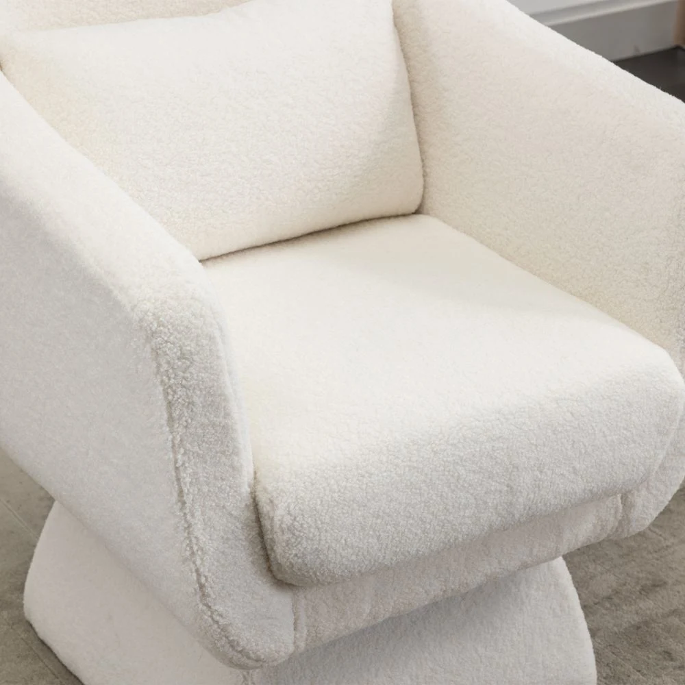 Swivel Accent Chair with Boucle, Beige