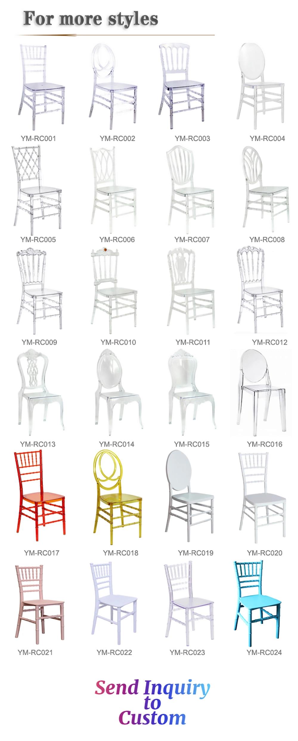 Promo Price Stock Chavari Tiffany Weddings Chairs Transparent Clear Acrylic Crystal Resin Plastic