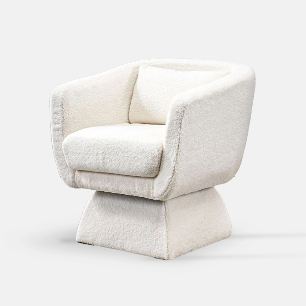 Swivel Accent Chair with Boucle, Beige