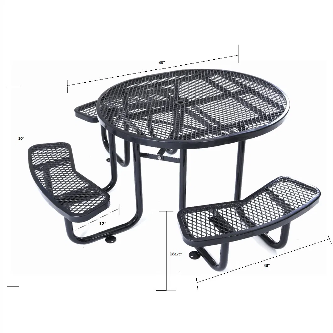 46&quot; Ada Outdoor Mesh Round Table Garden Metal Picnic Table