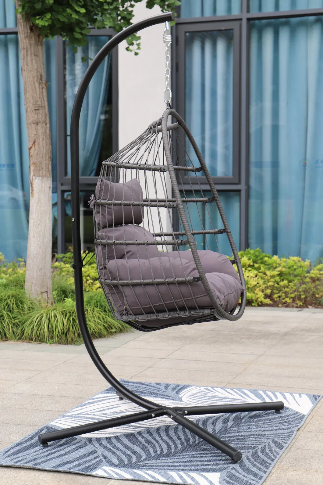 Outdoor Indoor Garden Furniture Patio Set Balcony Steel Rattan Egg Swing Outdoor Chairs