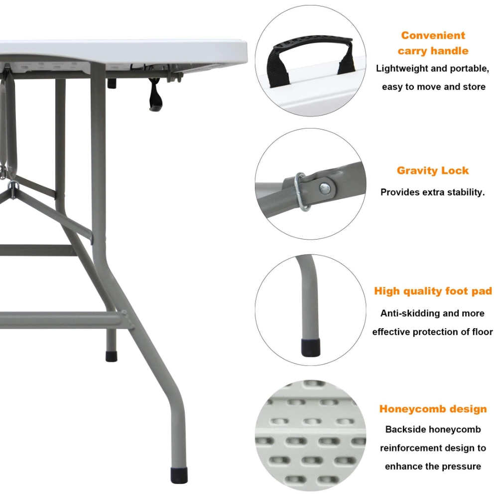 Custom Outdoor Portable Camping Table Rectangular Outdoor Plastic Folding Table