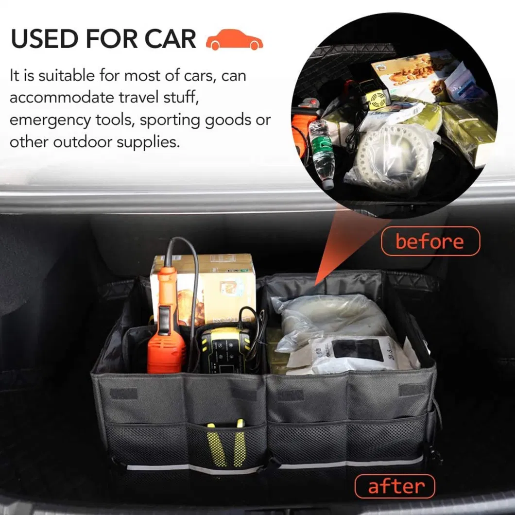 Car Trunk Organiser Portable Storage Bag Organizer Bag Back Seat Folding Car Trunk Organizer Waterproof Car Boot Organiser Multi Use Oxford Cloth Pockets 60L