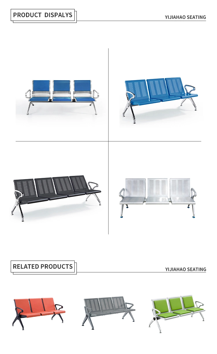 Airport Church School Hospital Station Auditorium Office Public Metal Furniture Steel Waiting Bench Outdoor Chair